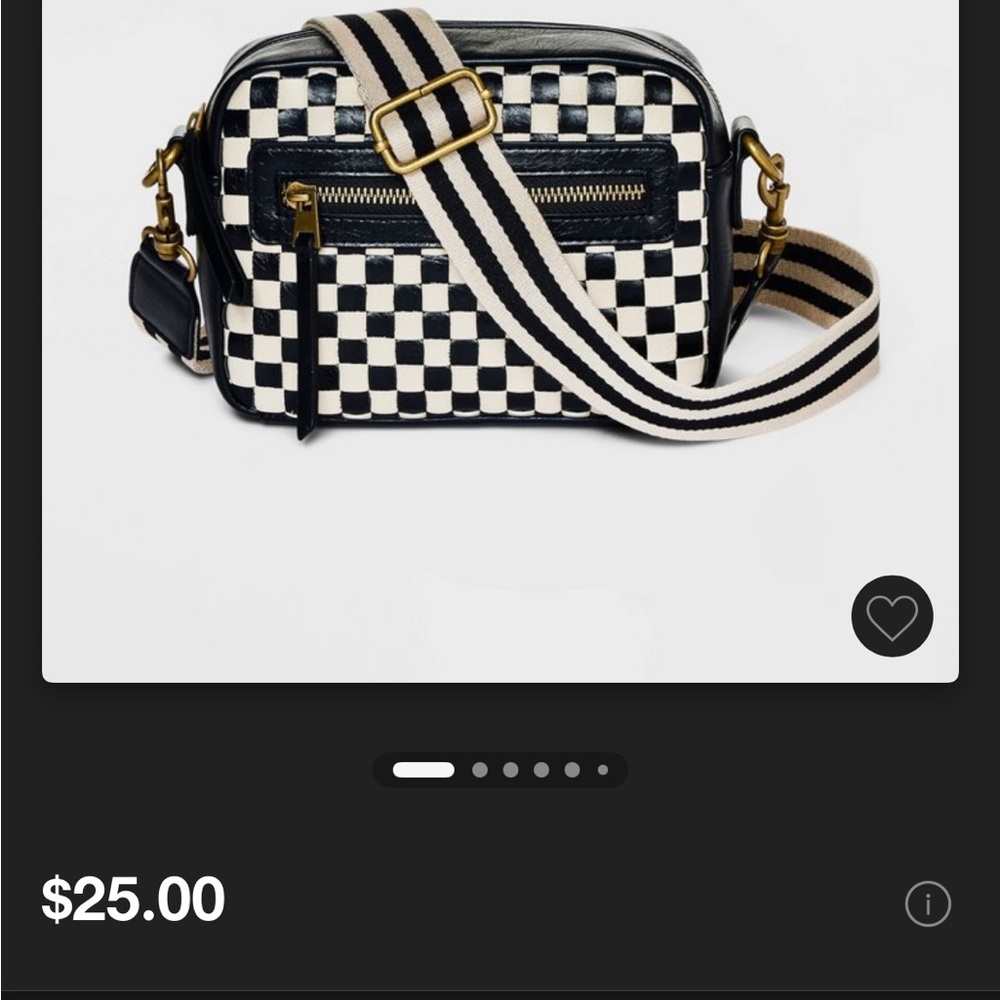 Checker Camera Crossbody Bag with Strap - Universal Thread™ Black/Cream